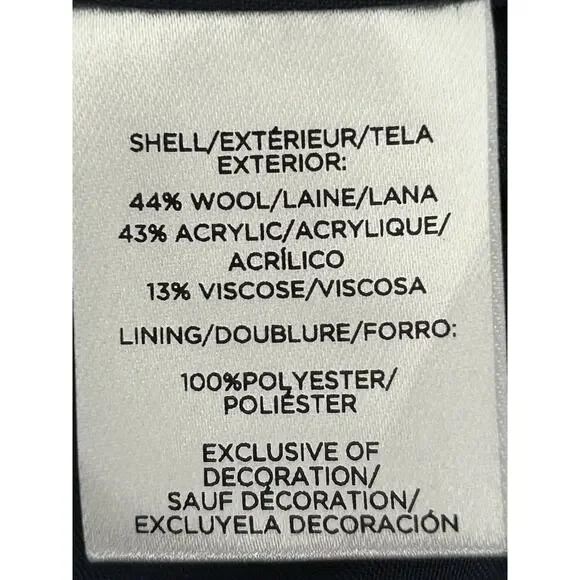 LOFT Blazer Womens Size 10 Burgundy Blue Wool Tweed Collarless Full Zip Jacket - Picture 8 of 12